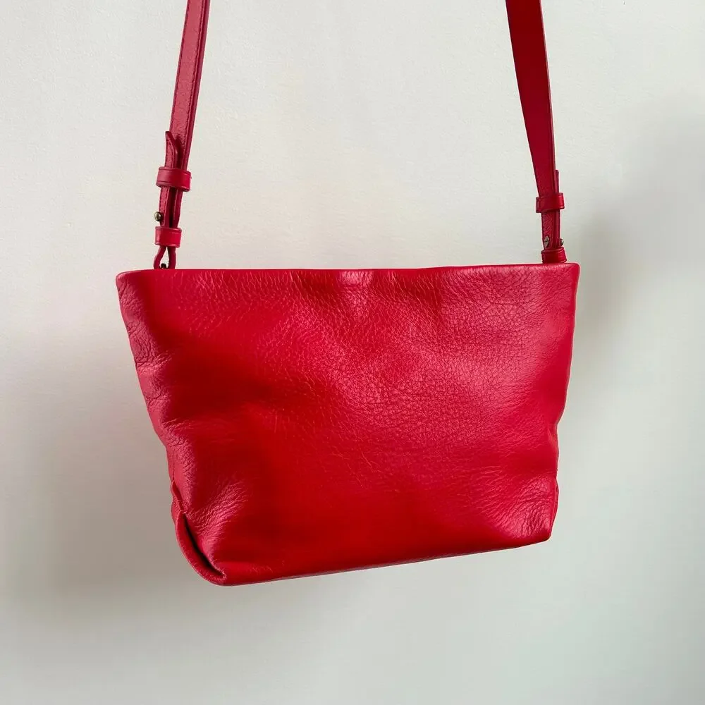 J.Crew Oslo Soft Leather Crossbody Bag Adjustable Strap Holiday Red